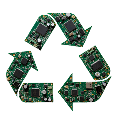 Símbolo de reciclagem com dispositivos eletrônicos
